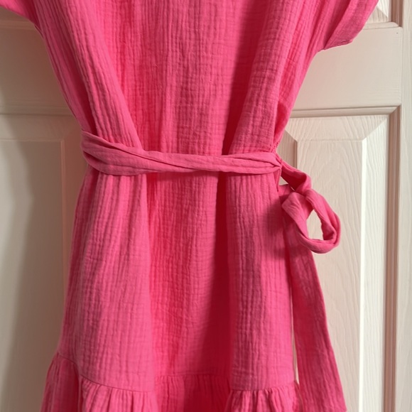 Ann Taylor Gauze Pocket Flare Dress in Tropical Rose - Picture 3 of 9